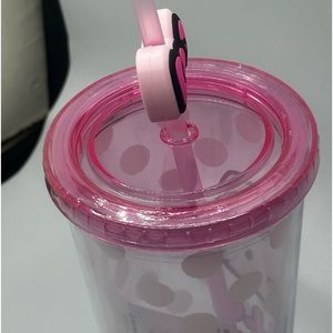 Sanrio Hello Kitty  Polka Plastic Tumbler With Pink Bow Straw/ 24 oz New